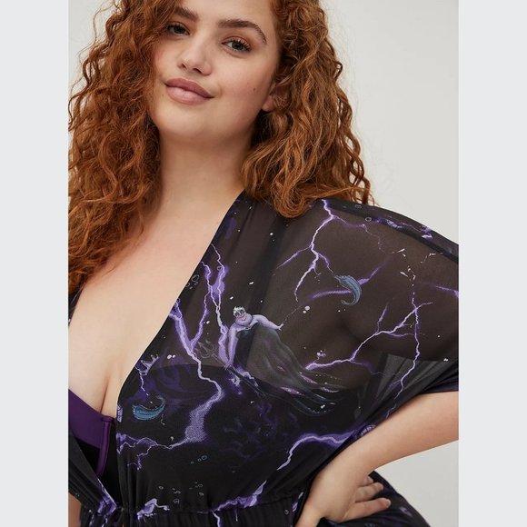Torrid Disney The Little Mermaid Ursula Swim Kimono - Black - Picture 4 of 7